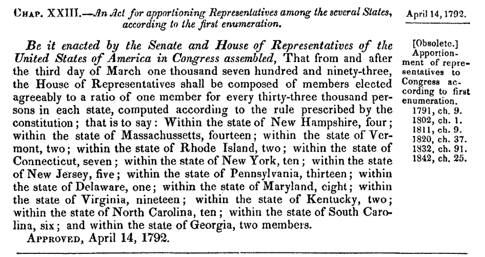Apportionment Act of 1792